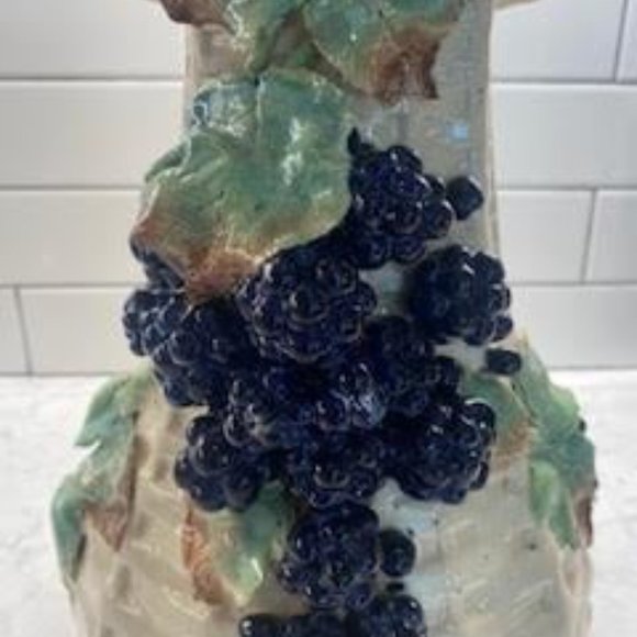 Vintage 3 Dimensional Hand Painted Grape Vase, 15.50"h - Picture 6 of 10